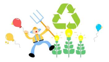 A man with a pitchfork and a recycling symbol vector