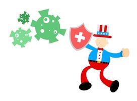 A cartoon man with a shield and a flag vector