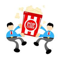 Two businessmen are holding popcorn in their hands vector
