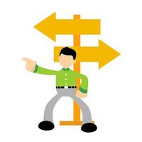 Man pointing at two directions vector