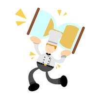 A cartoon chef running with a clock vector