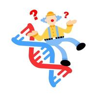 A man is sitting on top of a dna strand vector