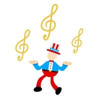 An image of a man in a hat with musical notes vector