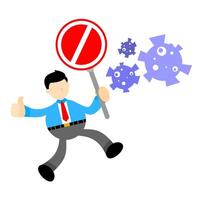 A cartoon man holding a no sign and a sign that says no vector