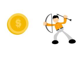 A man with an arrow and a dollar coin vector