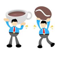 Two cartoon businessmen carrying a coffee cup and a ball vector
