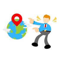 Man pointing at the world map vector