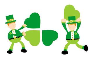 Two men in green hats and green hearts vector