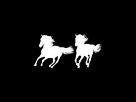 Pair Horse Silhouette, flat style, can use for Logo Gram, Art Illustration, Emblem, Pictogram, Apps, Website or Graphic Design Element vector