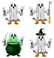 scary ghost at halloween party with scary face illustration isolated on white background vector
