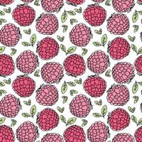 A seamless pattern with raspberries and leaves vector