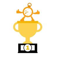 A clock and a trophy on top of a cup vector