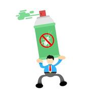 A cartoon man holding a spray can with a no spray sign vector