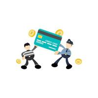 Two men are holding a credit card and money vector
