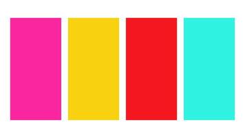 Cyan, gold, pink, chili pepper color palette. Set of bright color palette combination in rgb hex. Color palette for ui ux design. Abstract illustration for your graphic design, banner, poster vector