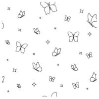 Seamless butterfly pattern. A repetitive cute background with hand-drawn butterflies. The repetitive design of modern colors for prints. pink design for a girl. A simple pattern of print, paper vector