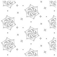 Linear pattern - lotus flower. Lotus flowers pattern. Monotone with drawing line art. Tropical line art background. vector