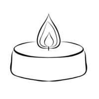Tealight candle icon in line style design for website, app, UI, isolated on white background. Editable stroke. EPS 10 illustration. vector