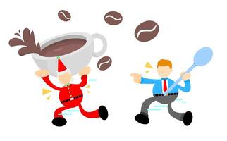 Two cartoon men running with coffee cups vector