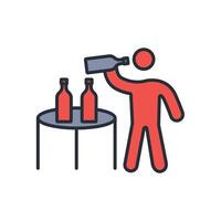 drinking beer icon. .Editable stroke.linear style sign for use web design,logo.Symbol illustration. vector