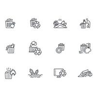 Waste icon set..Editable stroke.linear style sign for use web design,logo.Symbol illustration. vector