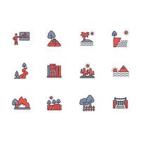 Landscape icon set..Editable stroke.linear style sign for use web design,logo.Symbol illustration. vector