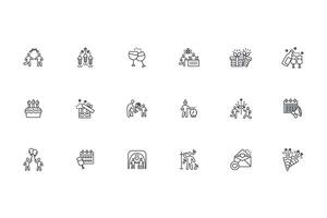 Celebrate icon set..Editable stroke.linear style sign for use web design,logo.Symbol illustration. vector