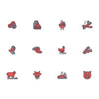 Meat icon set..Editable stroke.linear style sign for use web design,logo.Symbol illustration. vector