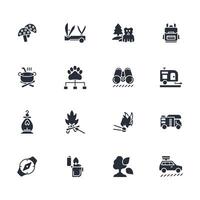 Camping icon set..Editable stroke.linear style sign for use web design,logo.Symbol illustration. vector