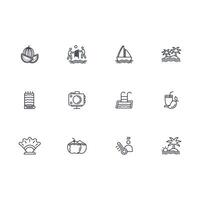 Summer icon set..Editable stroke.linear style sign for use web design,logo.Symbol illustration. vector