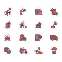Food delivery icon set..Editable stroke.linear style sign for use web design,logo.Symbol illustration. vector
