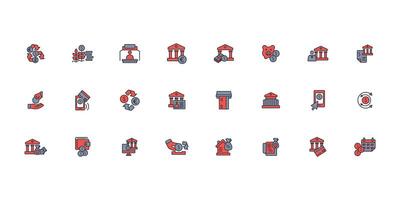Bank icon set..Editable stroke.linear style sign for use web design,logo.Symbol illustration. vector