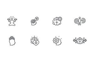 Brain icon set..Editable stroke.linear style sign for use web design,logo.Symbol illustration. vector