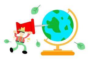 A man is holding a globe and a megaphone vector