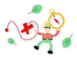 A man with a compass and a red arrow vector
