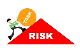 A man is climbing up a pyramid with a red and orange sign that says risk vector