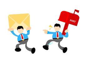 Two cartoon men with post boxes and envelopes vector