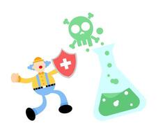 A cartoon man is holding a shield and a skull vector