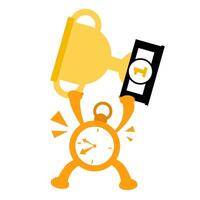 A clock with a trophy vector