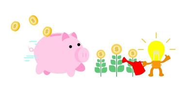 Piggy bank and light bulb vector