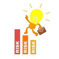 A cartoon character is holding a briefcase and a light bulb vector