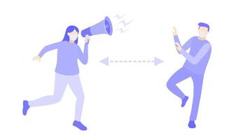 Two people are yelling at each other with a megaphone vector