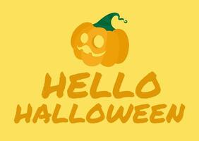 Hello halloween pumpkin on yellow background vector