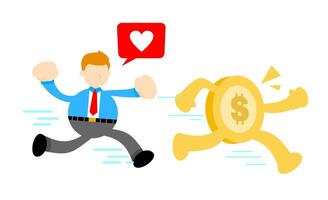 A man running with a coin and a heart vector