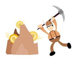 A cartoon miner with a pickaxe and a shovel vector