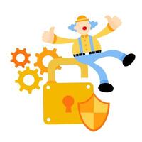 A cartoon man with a lock and a key vector
