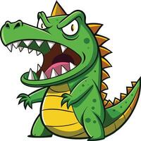 An angry cartoon crocodile with sharp teeth vector