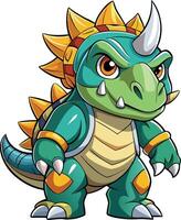 A cartoon dinosaur with a large head and horns vector