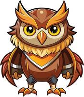 An owl character with a big head and big eyes vector