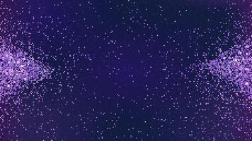 Light pixel pattern background. Abstract mosaic texture with digital data grid graphic. Purple color gradient with square particle side explosion. Frame for presentation with metaverse fragments. vector